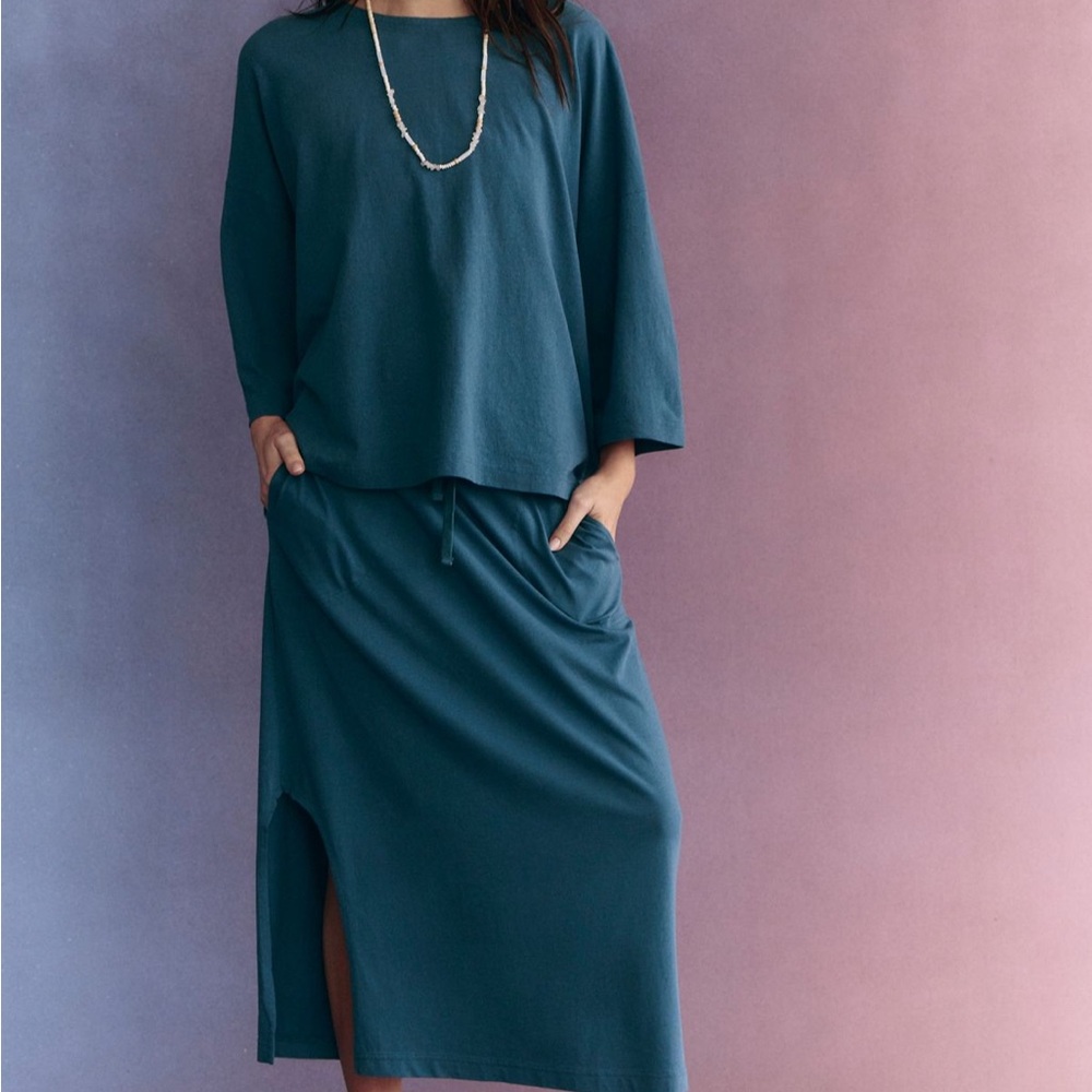 Free People Teal t shirt and Maxi Skirt SET